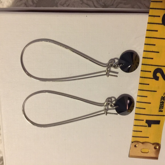 Black Diamond Hoop Earrings - Picture 6 of 8